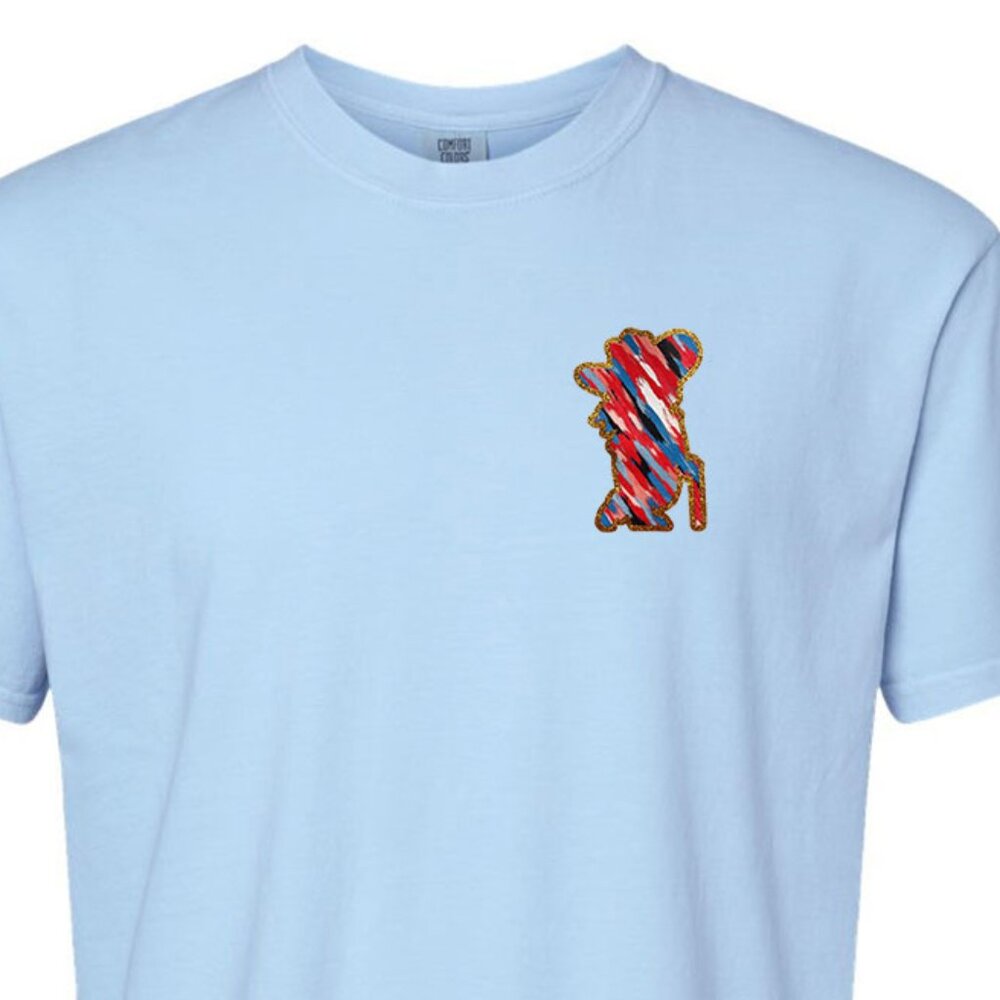 Ole Miss Col Reb w REAL Glitter outline Comfort Colors® unisex t-shirt LT BLUE